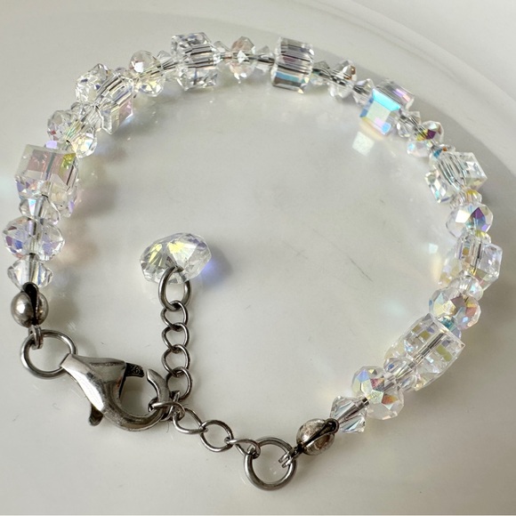 SOLD- Dazzling AB Austrian Crystal Bracelet, 6mm wide, 6.5 + 1 inch long #P54 - Picture 5 of 6